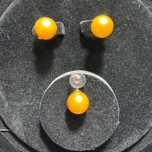 Elegant Gold Pearl Earring Set